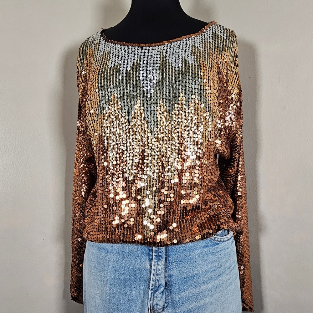 Vintage Sequin Blouse On Silk India S